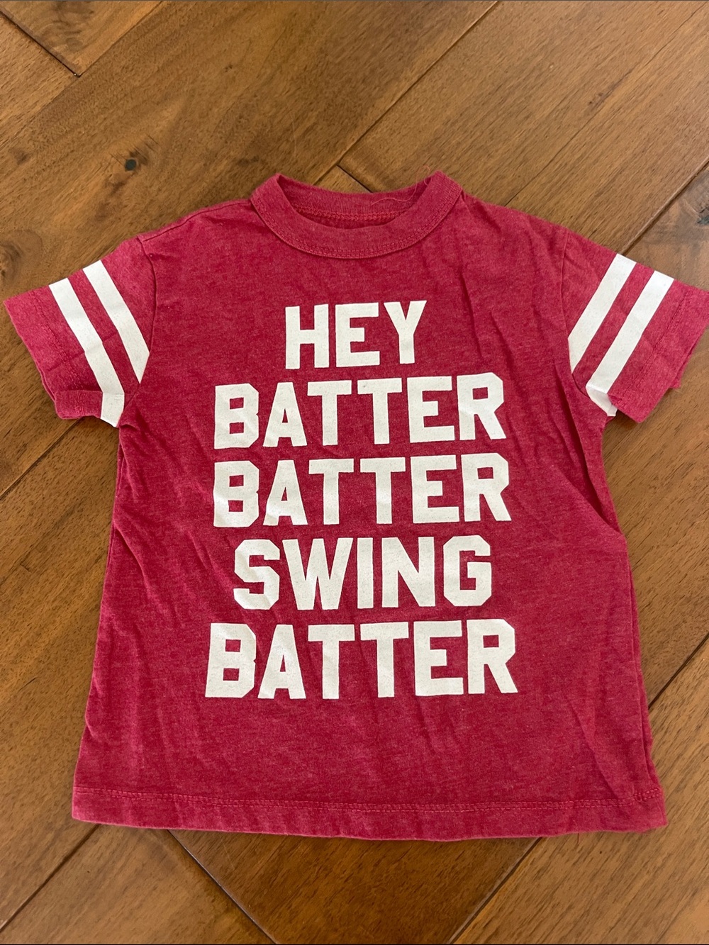 Chaser Red Short Sleeve Tee with White Graphic and Sleeve Stripes